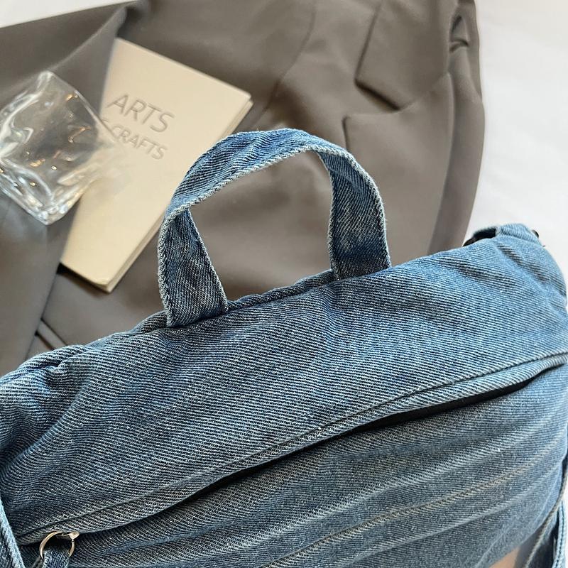 Bolso de Hombro de Mezclilla para Mujer Bolso Cruzado de Color Sólido Bolso para Teléfono Móvil