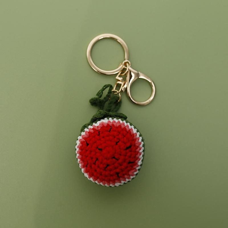 Creative Fruit Series Crochet Keychain Pendant Cute Mango Keyrings Hand Knit Keyrings Exquisite Backpack Decoration Gifts