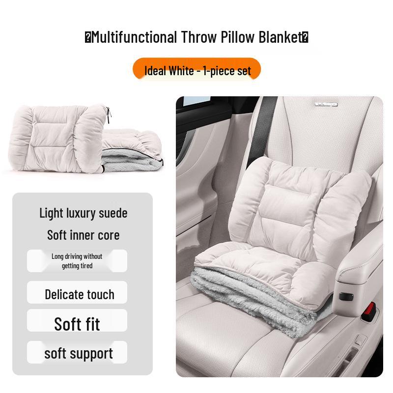 Winter Headrest & Lumbar Support Pillow for AITO M7/M9/M5 - Plush Lambswool Two-in-One Blanket