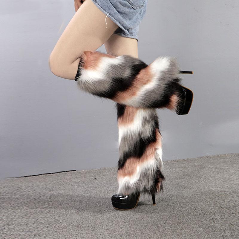 Dammode bootsmanschett fluffig mjuk päls fuskpäls benvärmare kängor 20-40 cm