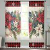 Weihnachts- und Winter-Zederblätter-Vorhänge für Wohnzimmer, Schlafzimmer, Heimdekoration, Fenster-Voile-Tüllvorhang-Drapierungen