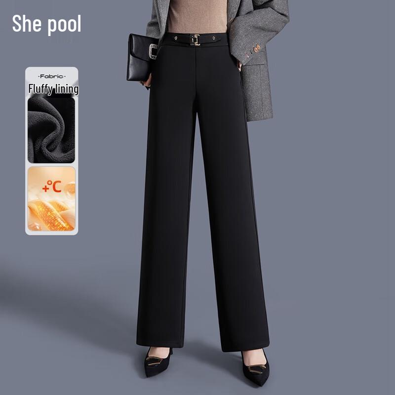

Women s Fleece-Lined Elastic Waist Straight-Leg Pants L