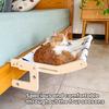 Cat Hammock Window Perch Adjustable Cat Bed with Wood Frame No Drilling Pet Hammock for Bedside Windowsill Indoor Cats