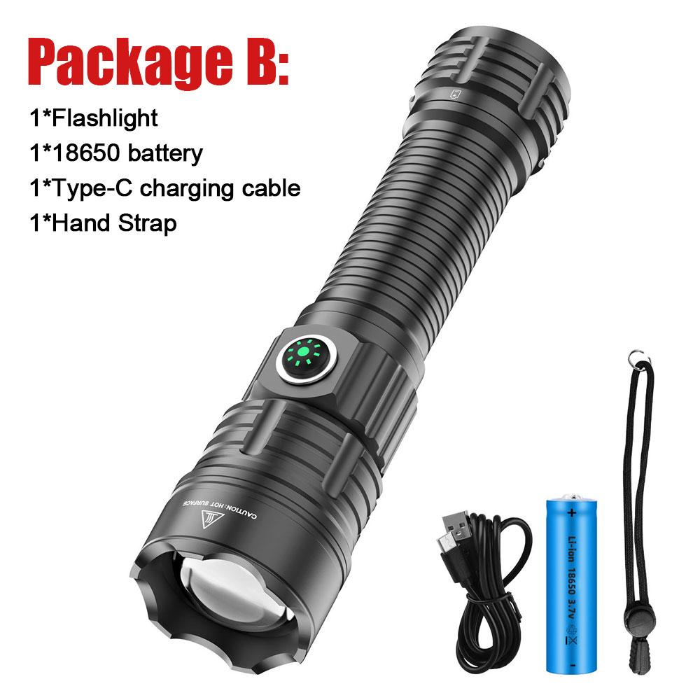 30W 2000lm Professional LED White Flashlight for Hunting Tactical Zoomable 3 Modes Night Scout Lights Set With Rifle Scope Mount