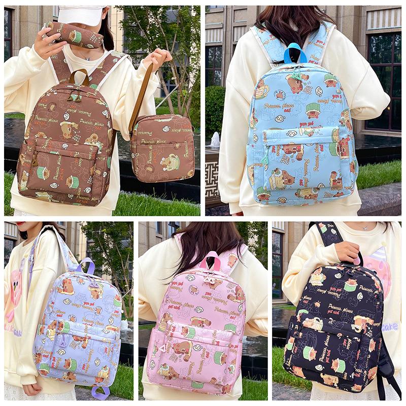 New schoolbag female multi-functional primary and secondary school students cute versatile three-piece combination backpack