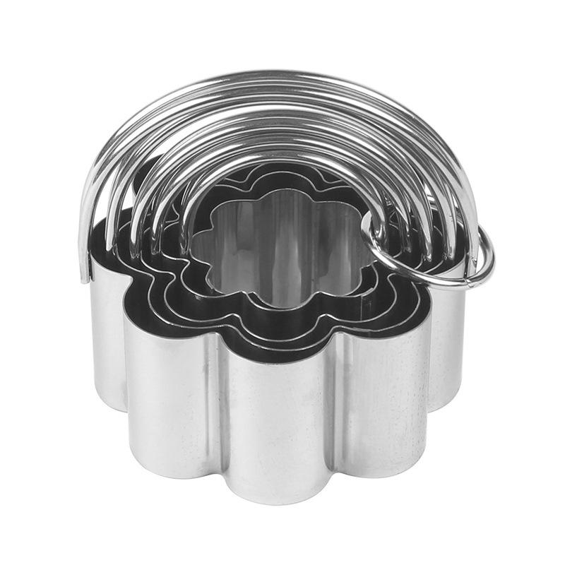5 Pcs Stainless Steel Baking Cookie Cutters Set With Hanging Basket And Dual Handle Mousse Rings For Cake Biscuit Making