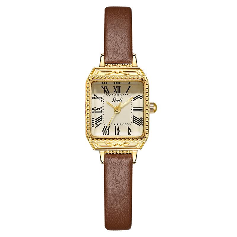 High-value retro Roman student watch niche three-dimensional engraving dial, high-end exquisite women s watch