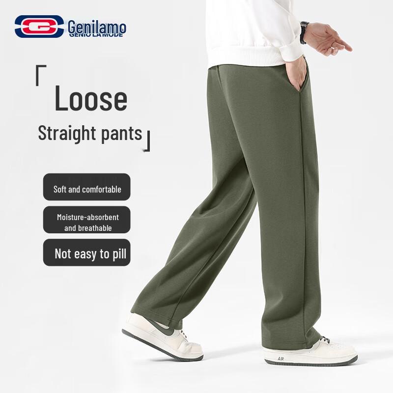 GENIOLAMODE Men's Loose Fit Straight Leg Casual Pants