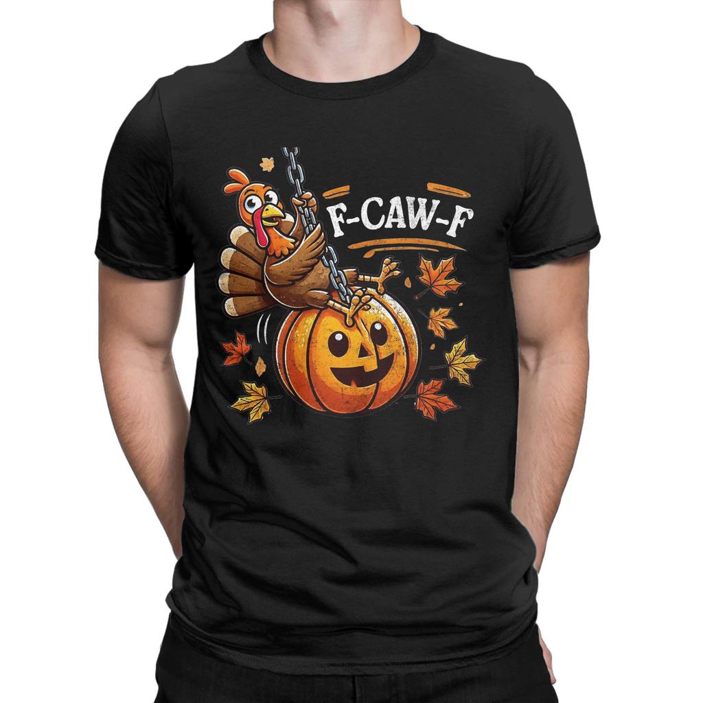 F-Caw-F Funny Chicken Thanksgiving Christmas Cotton T Shirt For Man Summer Streetwear T Shirts Comfortable Fashion Tee Shirt