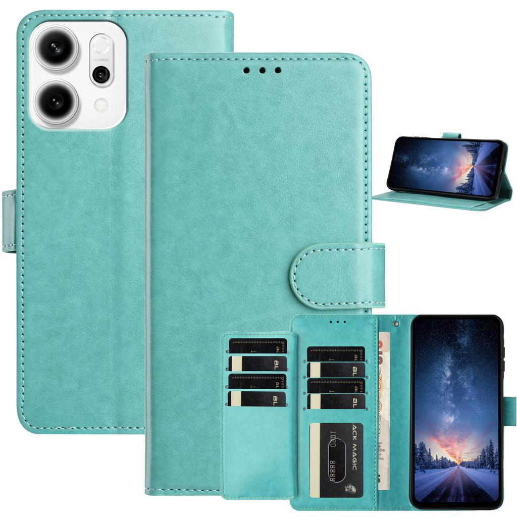Case for Oppo A17 A18 A54 A58 A76 A77 Reno8...Lambskin Leather Wallet Phone Case, Multi-Card Slots & Stand, Shockproof Protective Cover (10 Colors)