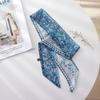 Summer French Retro Blue Tied Hair Small Floral Long Silk Scarf Headband Braided Hair Chiffon Thin Ribbon Scarf