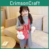 Fashionable Korean Style Plush Rabbit Handbag For Kids With Fun Checkered Print For Daily Use