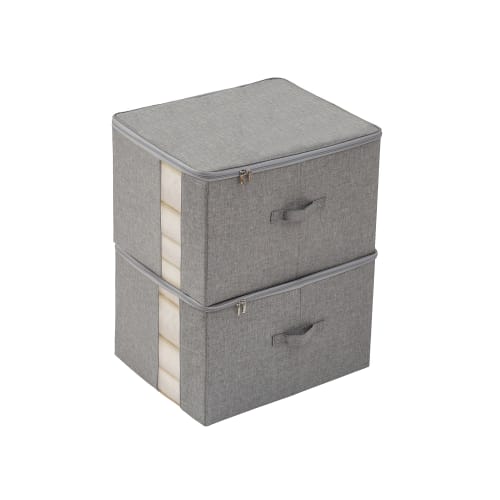 TIANZONG Storage Box, Large Capacity, Foldable Clothes Storage Case with Handle and Lid, Stylish Fabric Clothing Case with Clear Window and Zipper Clo