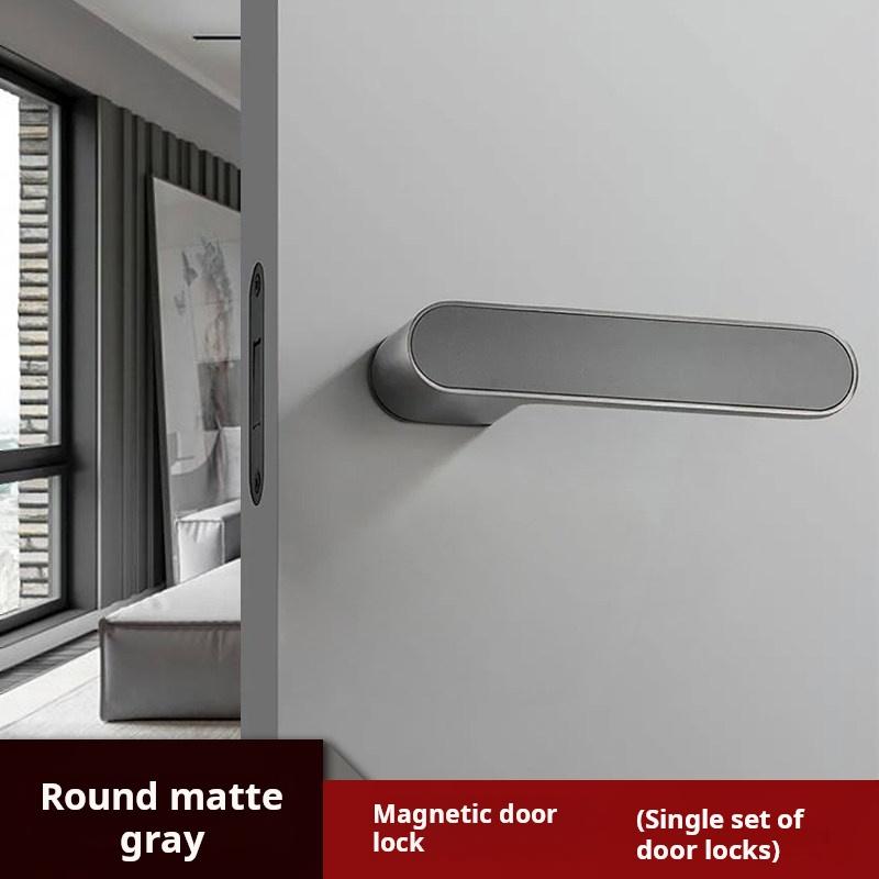 (1 Set) Cream Style Minimalist Magnetic Ecological Door Lock  Home Indoor Bedroom Door Handle One Line Lock Hardware Accessories