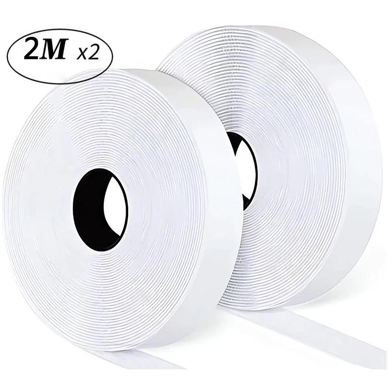 1/2/5M Starker Selbstklebender Klettverschluss Haken und Schlaufe Streifen mit Kleber Doppelseitige Montagebänder für DIY Basteln 20-50mm Weiß