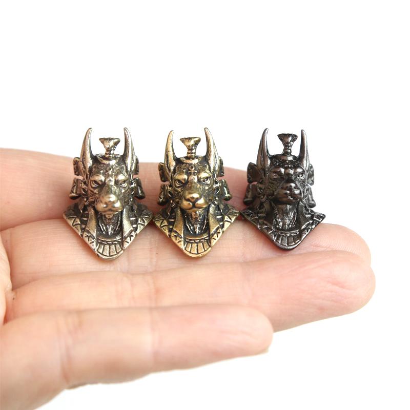 Ancient Egypt Death God Anubis Jackal Head Brass EDC Knife Beads DIY Paracord Woven Lanyard Pendants Jewelry Outdoor Accessories