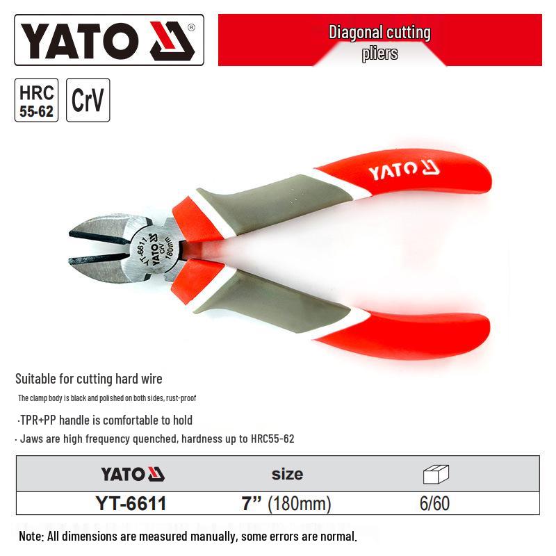 YATO Industrial Needle Nose & Diagonal Cutting Pliers Combo with Wire Strippers