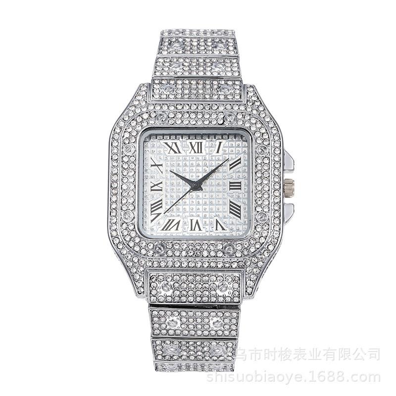 Square Starry Sky Steel Band Diamond Embellished Quartz Watch For Men