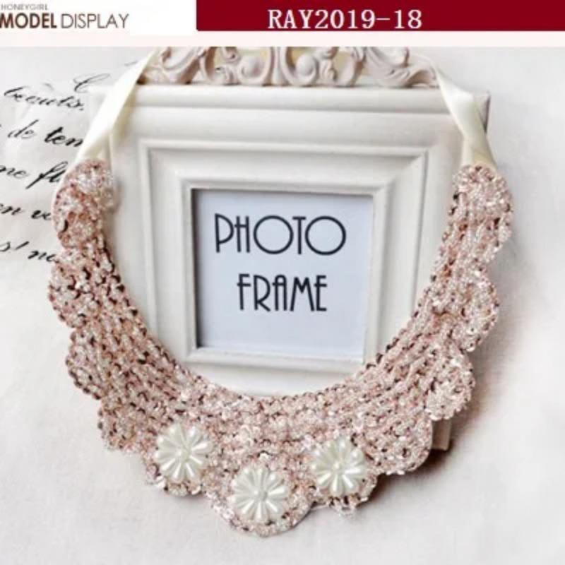 1PCS Lace Collar Flower Decoration DIY Embroidery Pearl Clothes Collar Stereoscopic Hollow Embroidery Fake Collar Wearable Colla