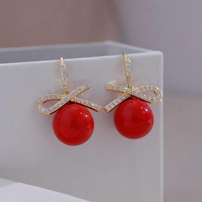 Boucles d'oreilles nœud perle style coréen - Design symétrique élégant pour femmes