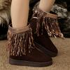 Women Snow Boots Bohemia Embroidery Fringed Decoration Boots Women 2025 Winter Platform Ankle Boots Thick Bottom Shoes Women