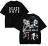 Stylish Washed Black Oversized T-Shirt with Death Note Character Group and Logo Print Women And Men T-shirts