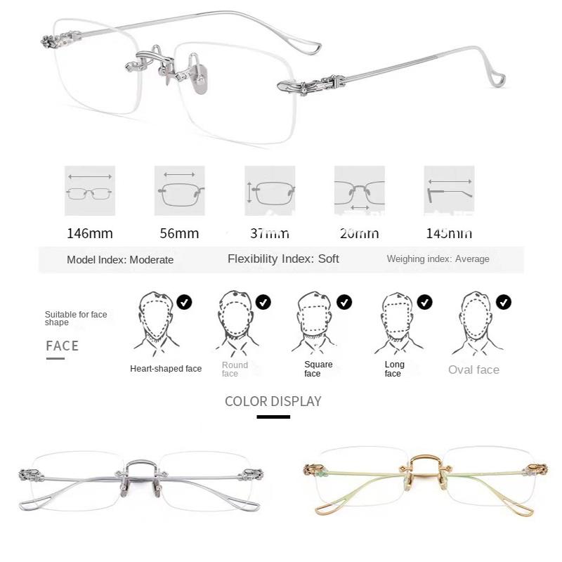 RUISIMO Vintage Rimless Sunglasses Small Square Frame Photochromic Eyewear for Men Women Fashion Sun Glasses