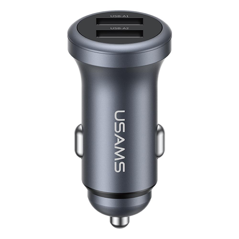 

Автомобільний зарядний пристрій USAMS CC320, подвійний USB 2.4A, міні-зарядний пристрій від прикурювача зі сплаву алюмінію для транспортного засобу