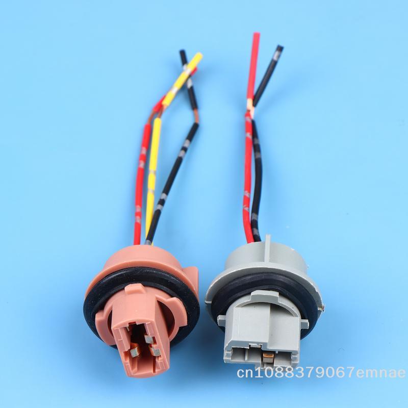 [ZYAS]2Pcs T20 7443 W21/5W 7440 W21W Socket Adapter Female Plug For Car Brake Light Reverse Lamp Turn Signal Headlight Light