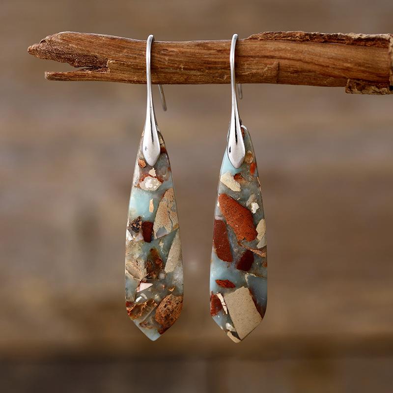 Premium Bohemian Light Luxury Geometric Emperor Stone Geometric Earrings Earrings Popular Accessories