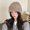 Versatile Velvet Knitted Hat for Outdoor Travel Windproof and Warm Hat Korean Style Casual Large Head Cap