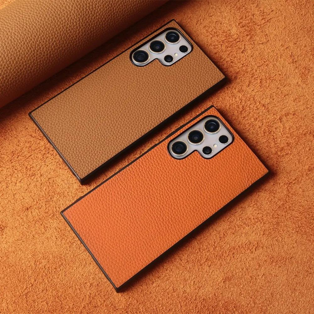 Premium Genuine Leather Case For Samsung Galaxy S24 Ultra S23FE S22 S21FE S20 Cover Full Protection Shockproof Back Carcasa