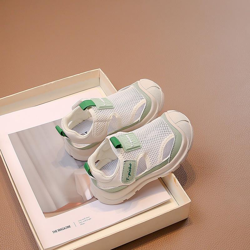 Sommer Ny Gutt Fritid Sport Myk Såle Sandaler Jenter Enkelt Mesh Pustende Koreansk Stil Strandsko