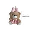 Cute Bow Little Bear Plush Doll Toy Keychain Cartoon Stuffed Doll Keyring Bag Pendant Backpack Hanging Decoration For Kid Gifts