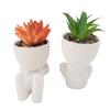 2pcs Artificial   Flower Pot Cute Innovative Human Shaped   Fake   Flower Pot for Home Desktop Decor