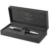 PARKER Duofold stylo bille ,Noir, attributs palladium, Recharge noire pointe moyenne, Coffret cadeau