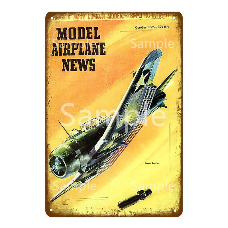 Retro Airplane Metal Signs Fighter Jet Plane Vintage Aircraft Plate Metal Plaque Painting Living Room Home Wall Decoration YL094