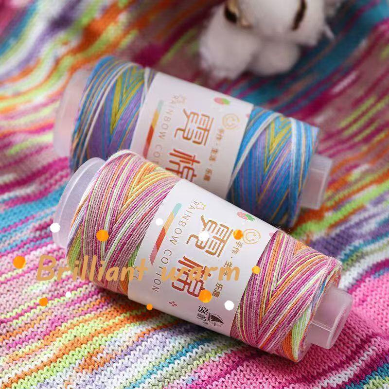 50/300g Colorful Pure Cotton Thread 5.4 Strands Single Strand Medium Fine Thread DIY Hand Woven Sweater Yarn Soft Skin Friendly