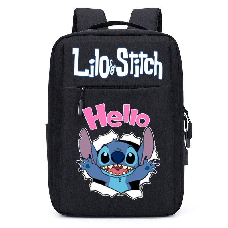 Spacious Usb Charging Stitch Backpack Nylon Material School Bag For Students