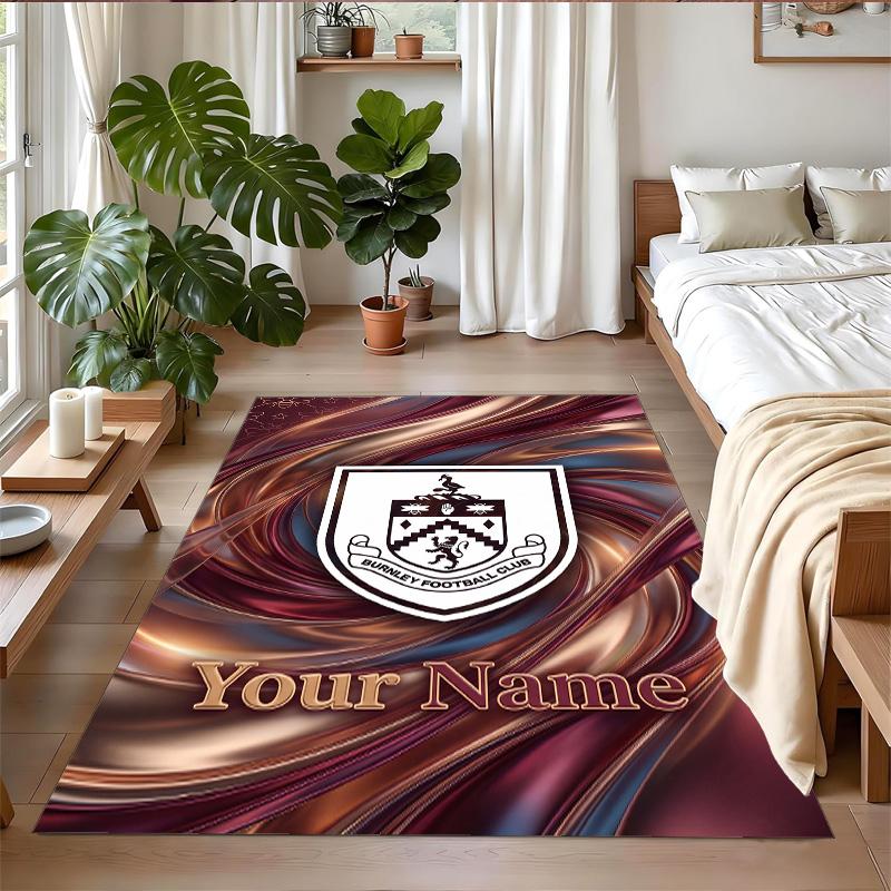 Crystal Velvet Rug Custom Name Text, Soft Non Slip Floor Mat Home DecorBurnley Football