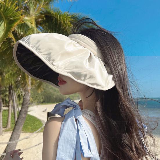 Damen Sonnenhut Leeres Oberteil Design Verstellbare Passform Outdoor Breiter Rand Sonnenschutzhut Tragbar Aufrollbar Wandern