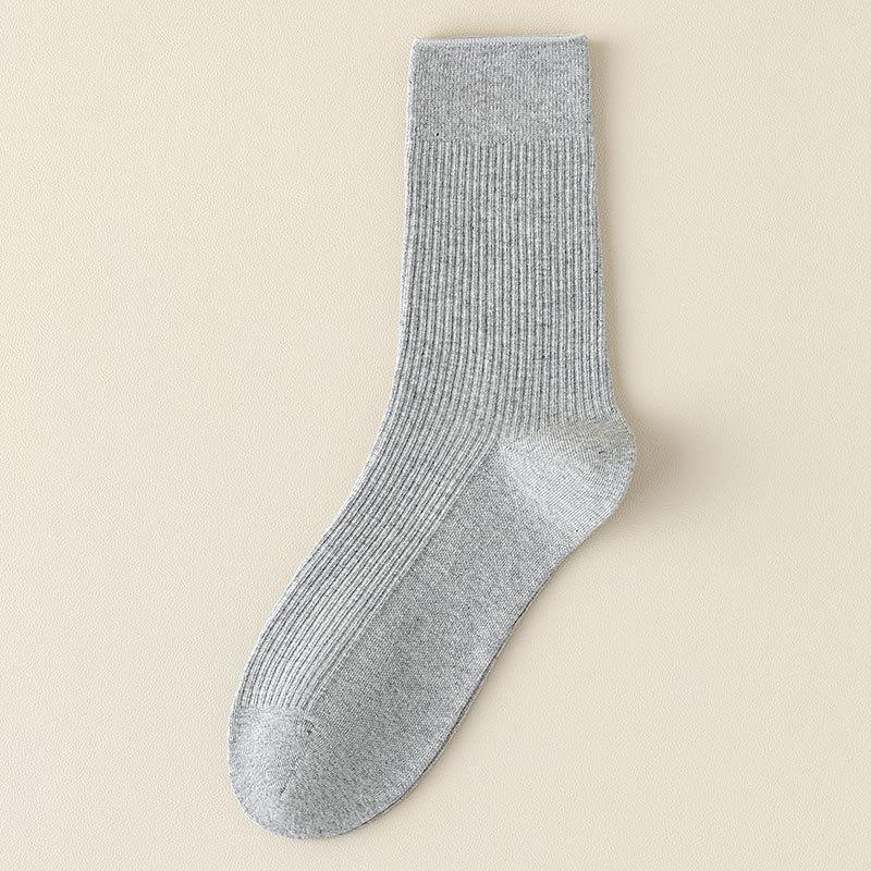 Men's Mid-calf Socks, Solid-colored Cotton Socks for Autumn and Winter, Sweat-absorbing, Versatile for Sports, Boneless Long Stockings for Business