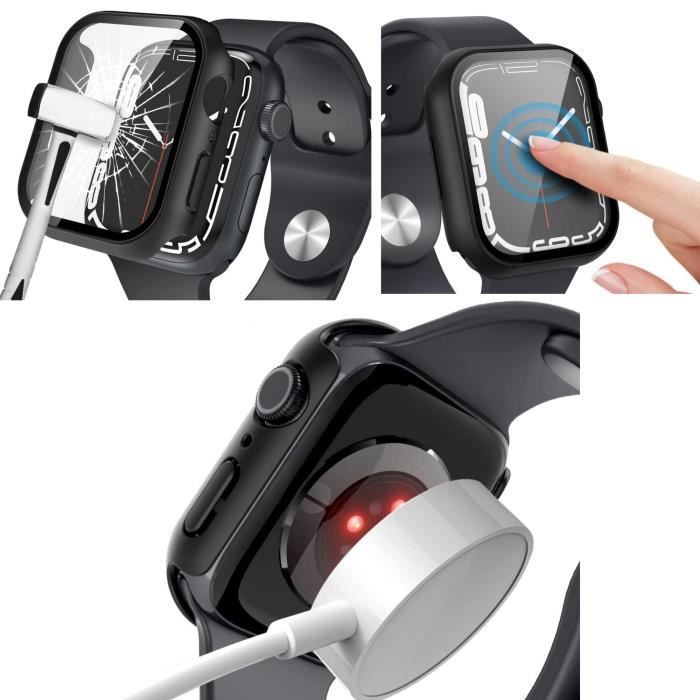 Coque compatible avec Apple Watch 41mm Serie 9 - Protection rigide étui noir écran verre trempé Phonillico®
