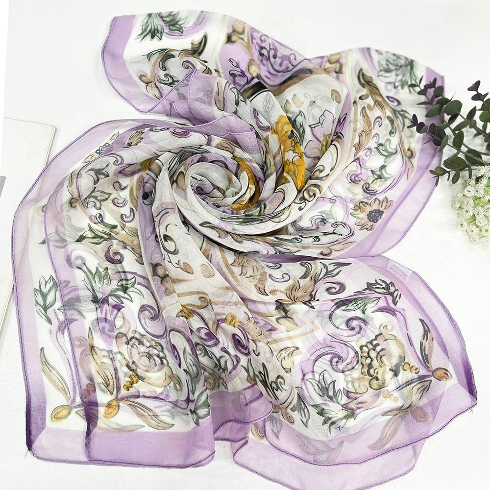 Sun-Resistant Silk Scarf Breathable Long Wraps Durable Bandana  for Women