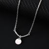 V-Shaped Multi-Diamond UV Laser Engraved Pendant Necklace with Stainless Steel Flat Cross Chain