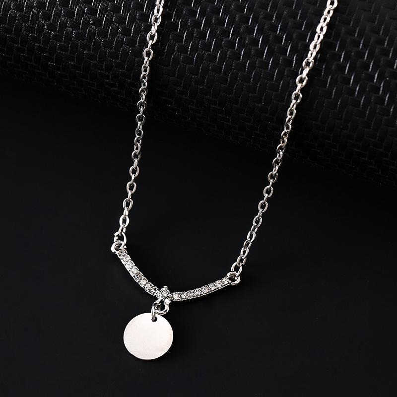 V-Shaped Multi-Diamond UV Laser Engraved Pendant Necklace with Stainless Steel Flat Cross Chain