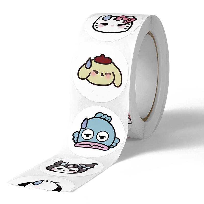 

1 рулон/500 шт., мультяшная бесшумная наклейка Sanrio в рулоне, наклейки для дневника, скрапбукинга