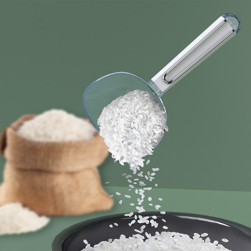 Dosatore multifunzionale per alimenti per uso domestico, misurino per farina, misurino per cereali, pala di grande capacità con morsetto di tenuta