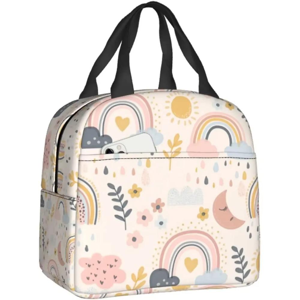 Insulated Lunch Bag For Kids Skulls And Hearts Reusable Cooler Tote Bag Mini Cooler For Kids Adult Office Work Picnic Beach