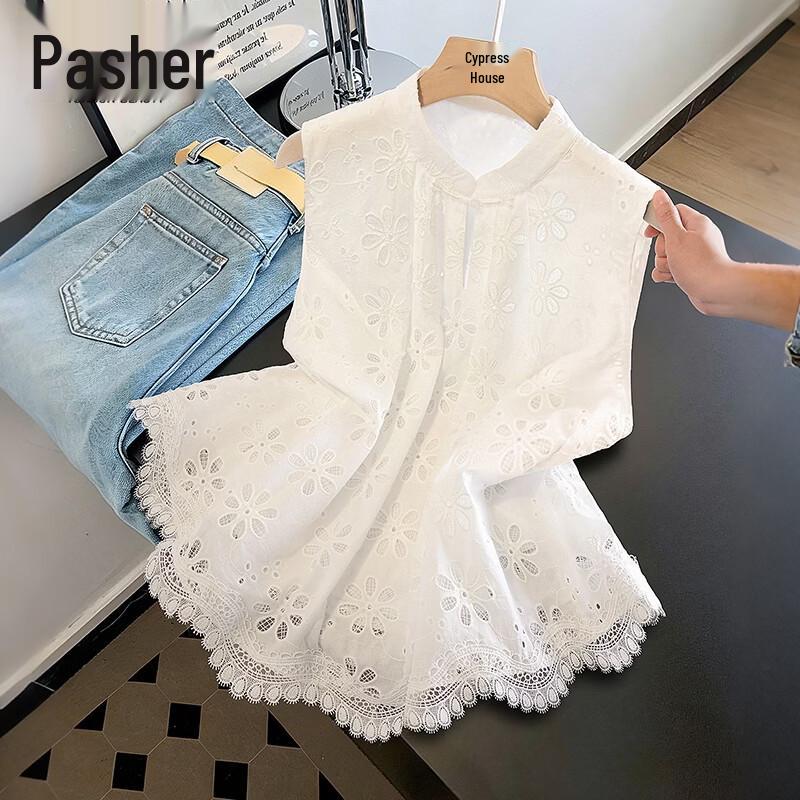 Sybelle Women s Sleeveless Embroidered Cotton Blouse S белый